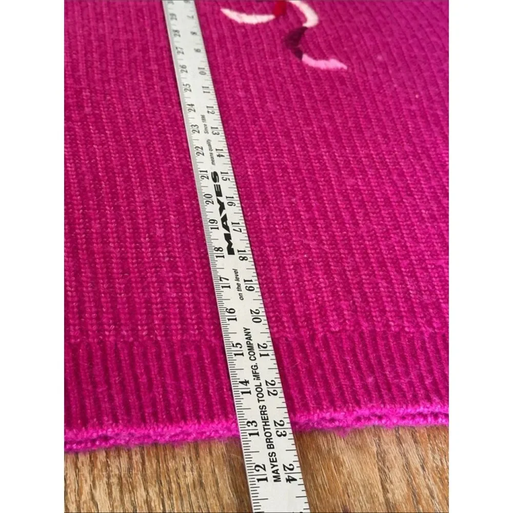 Kate Spade New York Magenta Wool Knit Bow Sweater Womens XL Puff Sleeve Pink